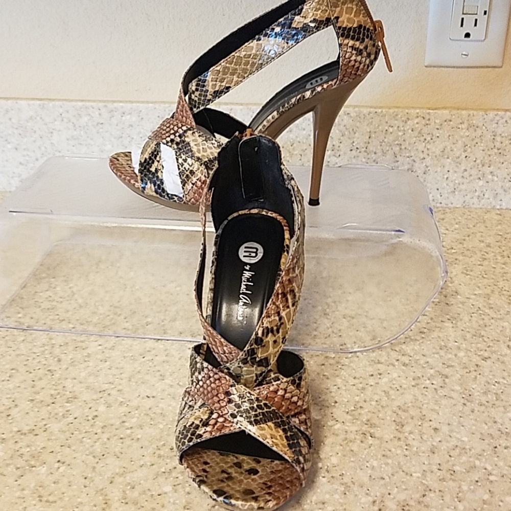 Snakeskin heel sandals